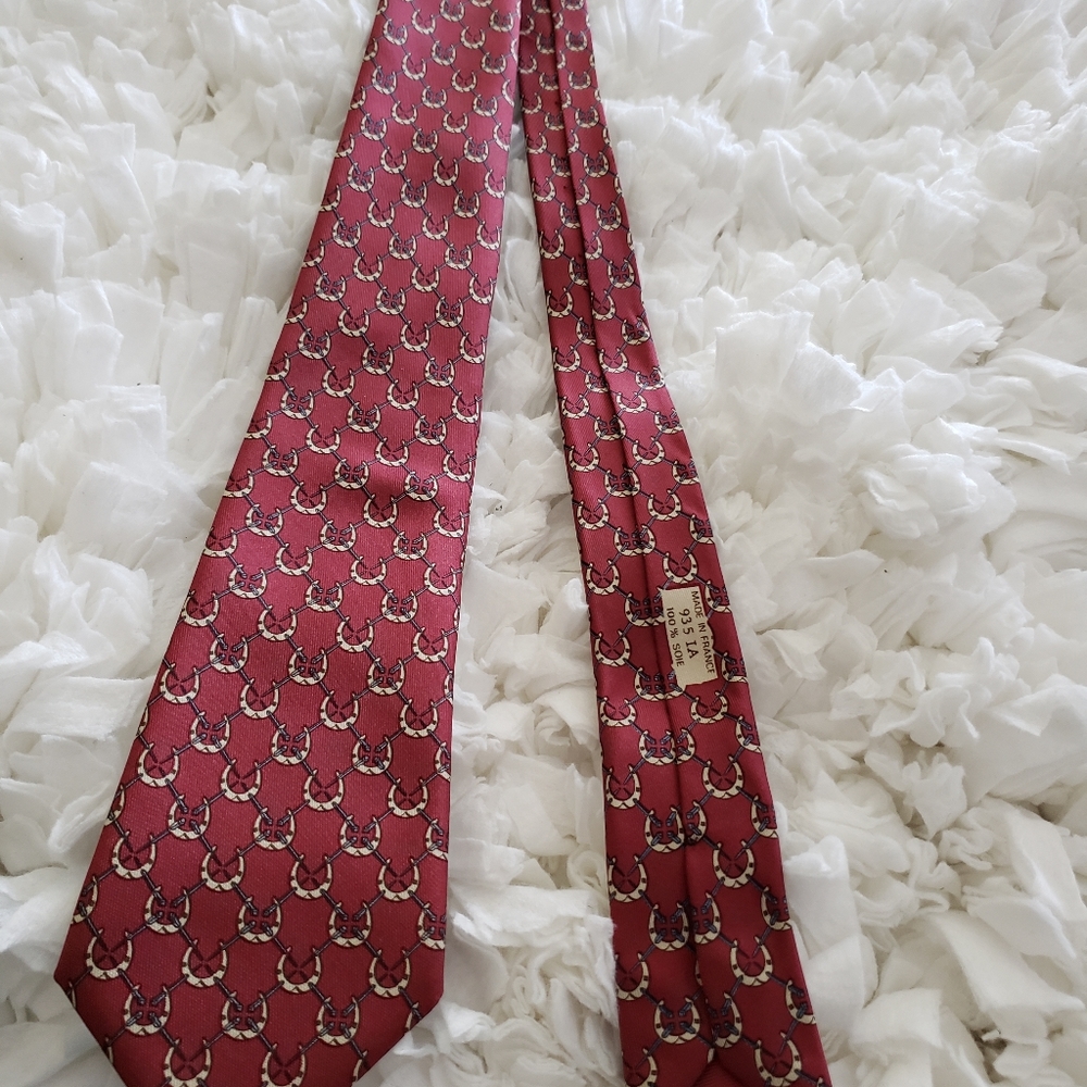 HERMES PARIS VINTAGE HORSESHOE SILK TIE - Picture 7 of 13